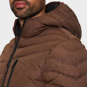 Veste à capuche personnalisée pour hommes Veste en duvet épaisse, chaude et confortable pour l'hiver avec col montant et tissu en toile - Product Image 6