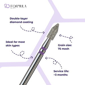 Broca de Diamante Cilíndrica Puntiaguda de Precisión Inteligente para Uñas, 3.0 mm, Violeta PRO - Product Image 2