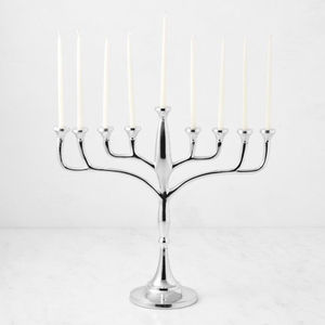 Design attrayant 7 branches en laiton Menorah bougeoir finition dorée candélabre pour Hanoukka et décor à la maison centre de Table - Product Image 5