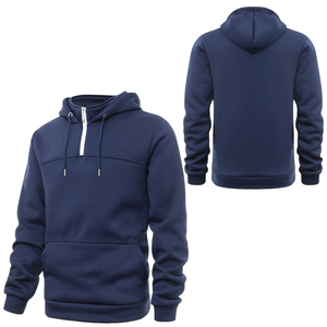 OEM personalizado bordado 100% algodón de los hombres de lana deportes de gran tamaño en blanco de ajuste suelto trabajo sudaderas con capucha de peso pesado cuarto de cremallera sudadera - Product Image 1