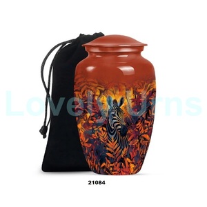 Urna para adultos de cremación de cebra de puesta de sol de aluminio de la mejor calidad para cenizas humanas, urna grande decorativa con bolsa de terciopelo gratis - Product Image 4