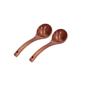 Logo personnalisé 100% cuillère de service à soupe en bois naturel fait à la main maison ustensile de cuisine cadeaux en bois cuillère de service alimentaire - Product Image 2