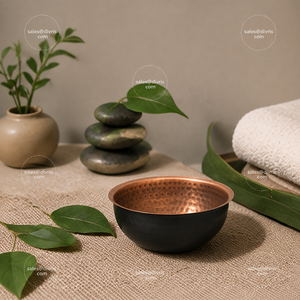 Bol à manucure artisanal en cuivre noir, forme ronde, pour les fournitures d'art des ongles, usage domestique ou en salon - Product Image 4