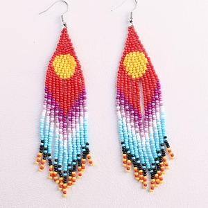 Butterfly Seed Beads Celebrations Ideal for Gifting and Adding a <b>Pop</b> of Color Traditional Embroidery Earrings by MD handicrafts - Product Image 5