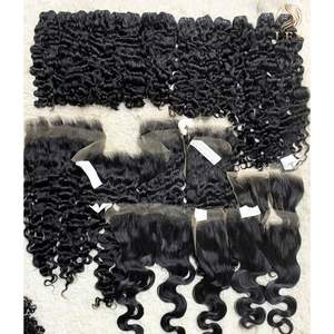 Extensiones de cabello natural virgen alineado con cutícula Paquetes de cabello crudo vietnamita de onda profunda suelta Proveedor de confianza Color natural - Product Image 1