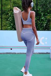 Ensemble de vêtements de yoga et de sport de haute qualité pour femmes, pantalon sans couture à taille haute, soutien-gorge de sport, tenue de fitness, taille élastique, spandex/nylon, séchage rapide - Product Image 4