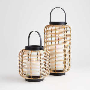 Modern Rattan Crafted Custom <b>Lantern</b> <b>Set</b> of 2 for Home Decoration - Product Image 1
