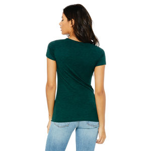 T-Shirt manches courtes femme 50% Polyester 25% Airlume peigné et anneau en coton 25% rayonne 40 simple 3.8 oz émeraude Triblend - Product Image 3