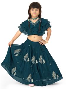 ชุดเลเฮนกาโชลีแบบยาวถึงพื้นสำหรับสาวๆ แบรนด์โชรยัม แฟชั่น สีเขียวราม ชุดประจำชาติอินเดีย สำหรับงานแต่งงาน งานเทศกาล และงานปาร์ตี้ - Product Image 5