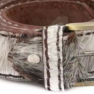 Ceinture en cuir de vachette vintage, décontractée, faite à la main, écologique, durable, boucle en acier, accessoire pour homme - Product Image 3