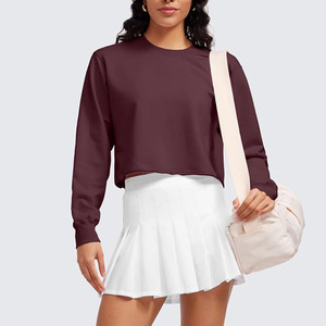 100% algodón pesado de alta calidad personalizado en blanco mujeres crop top sudaderas invierno moda crop top sudadera para mujer - Product Image 6