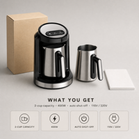 Machine à café turque portable 2 tasses 400W semi-automatique électrique pour hôtel et maison, vente en gros, OEM ODM, directement de l'usine