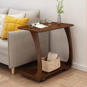 Versatile <b>square</b> wooden <b>side</b> <b>table</b> with lower shelf and smooth finished for bedroom living room or office use - Product Image 1
