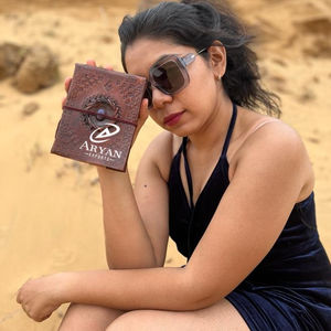 New Real Hand Tooled Leather Thread Secure Journal With Semi Precious Stone Boho Traditional Vintage Leather Lock <b>Travel</b> Journal - Product Image 1