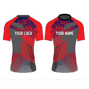 Rashguard MMA court personnalisable, t-shirt BJJ, vêtements de sport par sublimation, tenue d'entraînement, 100% polyester, rashguards personnalisés - Product Image 1