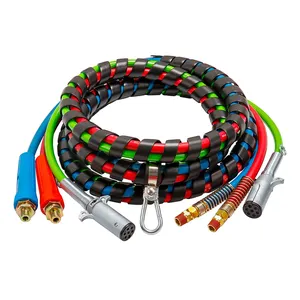 New Design Bule and Red Air Hose 15 FT Spiral 3 In 1 Semi Truck Air Lines for Truck Brake System