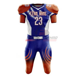 ชุดทีมฟุตบอลอเมริกันโพลีเอสเตอร์100% แบบกำหนดเองเสื้อทีมคุณภาพสูงระบายอากาศแขนสั้นกำหนดสีได้ - Product Image 1