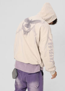 Sudadera con capucha de lana tipo waffle con cremallera, personalizada, 310 g/m², transpirable, de corte regular, marca privada, de invierno, gruesa, bordada, hecha 100 % de algodón para hombre - Product Image 6