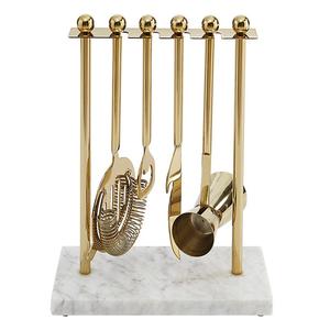 Export Quality Stainless Steel <b>Bar</b> <b>Tool</b> Set with Marble Stand Gold Designer Metal Cocktail Mixing <b>Tools</b> for Hotel & Restaurants - Product Image 2