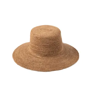 도매 여성의 넓은 테두리 접이식 여름 해변 태양 밀짚 모자 저렴한 손으로 만든 멋진 디자인