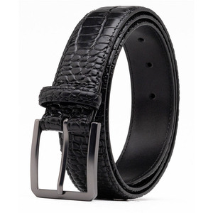 Cinturón de Cuero Vacuno Genuino Vintage de Alta Calidad para Hombre, con Hebilla de Acero, para Vestir Casual o de Trabajo, para Jeans, Novedad de 2024 - Product Image 1