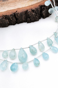 Cuentas de Piedras Preciosas Naturales de Aguamarina con Corte Checker de 8 Pulgadas para la Elaboración de Joyería Fina - Product Image 4