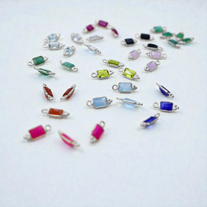 High Quality Rectangular Green Onyx Gemstone Charm DIY Sterling Silver Minimalist Jewelry Making Factory Wholesale - Product Image 3