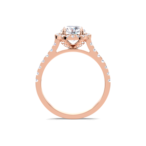 แหวนหมั้นเพชรทรงกลมเจียระไนบริลเลียนต์ 1.51 กะรัต ประดับด้วยเพชรสองวง ดีไซน์หรูหรา ตัวเรือนทองคำขาว 14K  แบบ Pav Shank สำหรับเจ้าสาว - Product Image 4