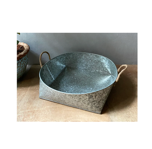 La plus grande qualité de pot de fleur de style antique forme ronde décoration d'hôtel et de restaurant nouvelle arrivée jardinière galvanisée - Product Image 6