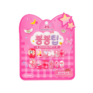 Uñas postizas SOMINI, medianas, estilo ataúd, acrílicas, diseño de princesa de dibujos animados, 10 piezas para decoración de uñas. - Product Image 1