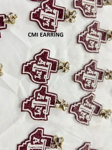 Custom Handcrafted Silver Gameday Football Seed Beaded <b>Earrings</b> Unique Design with Team Colors for Sports Fans - Product Image 6