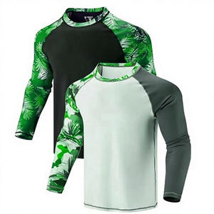 <b>Mens</b> Long Sleeve Rash Guard <b>Shirt</b> Tropical Print Quick Dry Anti UV Polyester <b>Compression</b> Sport Top Custom Logo Sublimation Print - Product Image 4