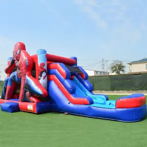 Château de Spiderman combo videur gonflable commercial moonwalk avec toboggan