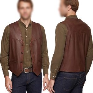 Chaleco de moto de cuero genuino para hombre 2022, la mejor calidad, transpirable, ajustado, diseño, cremallera oblicua, superventas, ropa exterior de invierno - Product Image 4