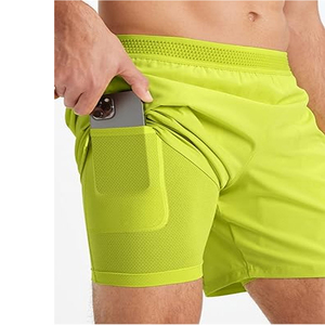 A prueba de viento de la mejor calidad, ropa de hombre para gimnasio, correr, entrenamiento, Fitness, pantalones cortos, Color sólido con bolsillos, ropa de gimnasio, pantalones cortos - Product Image 2