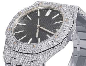 Reloj Mecánico Automático de Lujo con Diamante Moissanite, Corte Brillante, Correa de Acero Inoxidable, Esfera de Cristal de 41 mm, Caja Cuadrada, Estilo Antiguo - Product Image 5