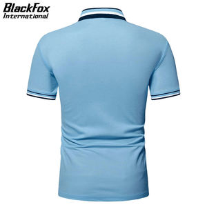 Prix de gros Tissu léger Couleur bleue Garniture Service OEM Dernière conception Respirant Hommes Street Wear Polo - Product Image 3