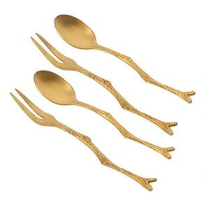 Couverts de luxe en acier inoxydable Offre Spéciale pour banquet et mariage, couverts plaqués or brillant, ensemble de cuillères et fourchettes sûrs et sains - Product Image 6