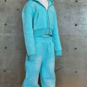 Conjunto Deportivo Holgado con Capucha y Cremallera Completa, Bolsillos Laterales, Estilo Vintage Desteñido, Estampado Gráfico, para Hombre - Product Image 6