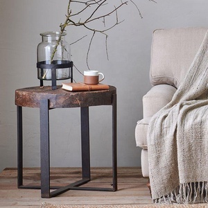 Wooden Side Table Modern Metal <b>Stool</b> High Export Quality Commercial Buyers Hot Selling Best 2024 Moradabad Handicraft Export - Product Image 1