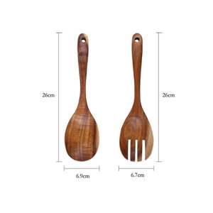 Servidores de ensalada de madera natural de alta calidad de 2 piezas High Scoop Nuevo diseño PC Vajilla Restaurante Fiestas Directo Vietnam Mayoristas - Product Image 2