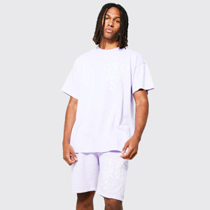 Venta superior verano Casual manga corta Camiseta pantalones cortos Jogging Traje dos piezas hombres verano conjuntos cortos contraste Color servicio OEM - Product Image 4