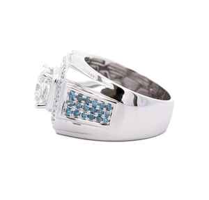 SM Jewels Radiant Cut Moissanite Diamond Anillo de hombre en plata esterlina con Halo y Side Diamond Stones Ring Jewelry - Product Image 4