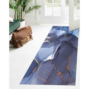 Tapis d'intérieur en marbre violet : accent doré moderne, tapis antidérapant, tapis en chenille - Product Image 4