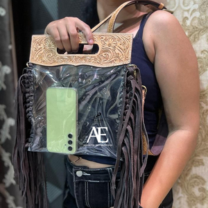 Nouveau sac de concert en cuir repoussé fait main de style occidental pour femme à la mode avec fermeture à glissière conception unique de poignée supérieure de stade clair - Product Image 1