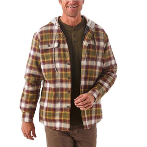 Ropa Urbana para Hombre, Camisa de Franela 100% Algodón con Capucha, Chaqueta de Manga Larga con Forro Acolchado y Diseño a Cuadros - Product Image 3