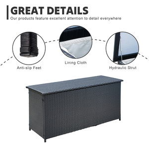Large Wicker Box Rattan Outdoor <strong>Storage</strong> Box Patio <strong>Cushion</strong> <strong>Storage</strong>, Waterproof <strong>Storage</strong> Box for Patio Furniture, Garden Tools - Product Image 5