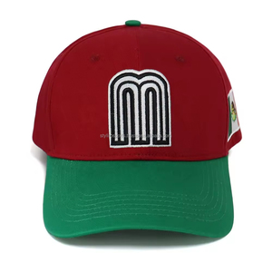 Custom Adjustable Mexico Baseball Hat Classic Mexican 6 Panel Baseball <b>Cap</b> 3D Embroidery Hats for Men <b>Women</b> Adult Red Green - Product Image 3