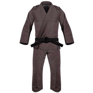 Uniforme de Jiu-Jitsu Brasileño Personalizado al por Mayor, 100% Algodón |   Kimono de Jiu Jitsu Brasileño Gris con Tela de Judo y Parches Bordados - Product Image 1