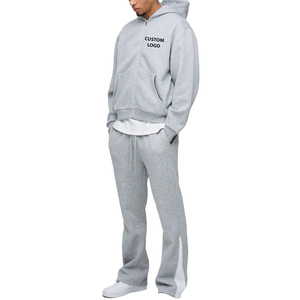 Men's Unisex OEM Clothing Manufacturer Custom Screen Print <b>Zip</b> <b>Up</b> <b>Hoodie</b> and Joggers Sweat suit 2 Piece Set Tracksuits For Men - Product Image 1